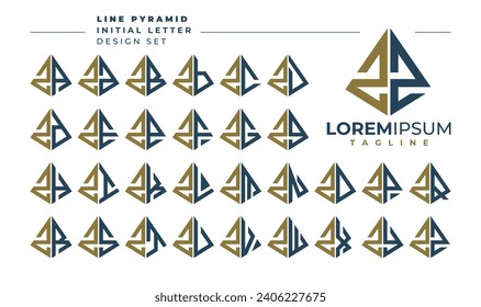 Set of geometric pyramid letter Z ZZ logo design