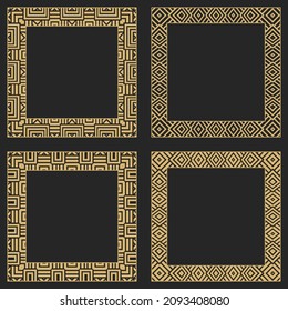 Set of a geometric rectangular stylish frames. Art ornament of elements of design of luxury goods, logos, monograms. Vector illustration.
