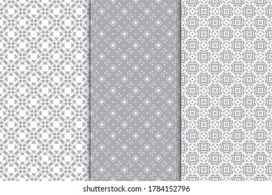 Set of geometric repeating patterns. Templates from seamless textures for printing on fabric, wrapping paper. Abstract backgrounds