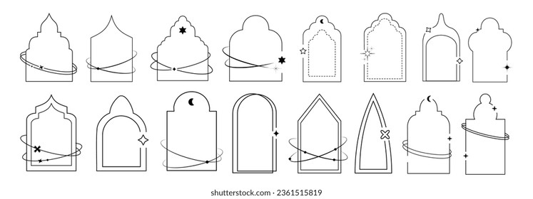 Reihe geometrischer Retro Arch Boho Y2k Ramadan Islamische Rahmen und Türen