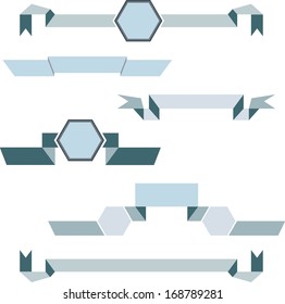 Set of geometric ribbos in blue colors
