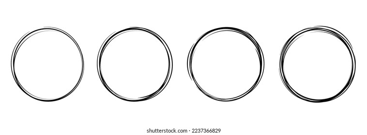 Set of geometric round black frames isolated on white.Modern Geometrical frames.Simple abstract black frames.Set of one line frames collection.Wedding invitation elements.