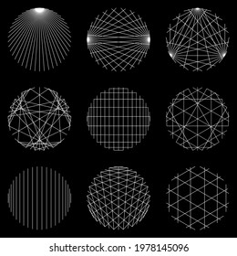 Set of geometric round circle dimension vector templates. Created using AI CS6.