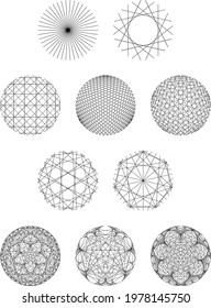 Set of geometric round circle dimension vector templates. Created using AI CS6.
