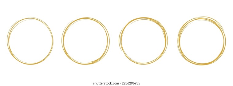 Set of geometric round gold frames isolated on white.Golden Geometrical frames.Simple abstract golden frames.Set of luxury gold frames collection.Wedding invitation elements.