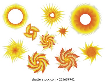 Set of geometric round shapes. Like sun, flower, dragon or star
