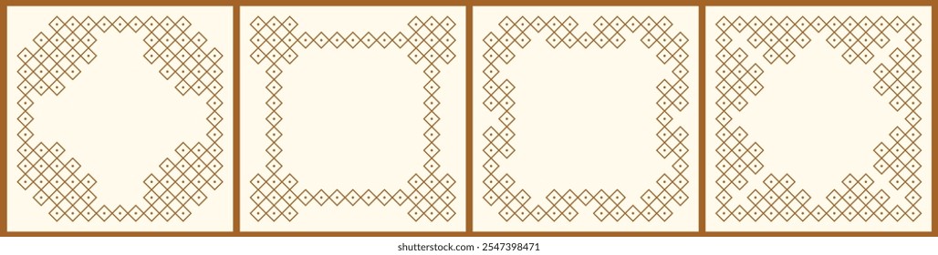 Set of geometric seamless editable pattern. Design for print, decor frame, package, banner, cards, header.