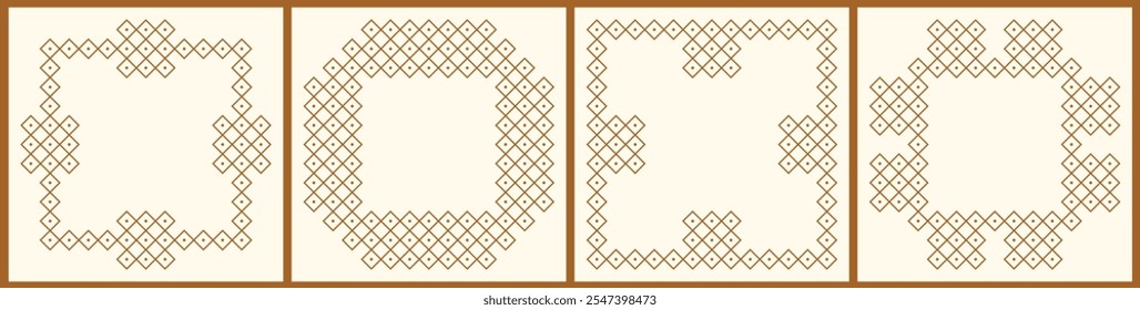 Set of geometric seamless editable pattern. Design for print, decor frame, package, banner, cards, header.