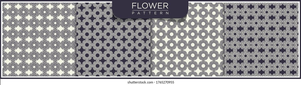 Set of geometric seamless line pattern. White and dark background with Arabic ornaments. Patterns, backgrounds and wallpapers for your design. Textile ornament. Vector illustration.