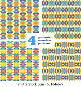 Set of geometric seamless pattern. Abstract background. Vector illustration