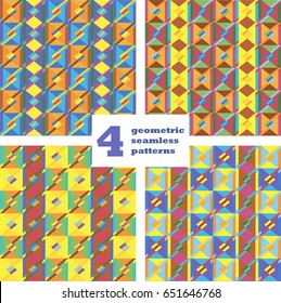 Set of geometric seamless pattern. Abstract background. Vector illustration