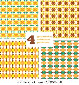 Set of geometric seamless pattern. Abstract background. Vector illustration