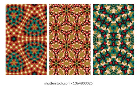 Set of geometric seamless pattern in african style