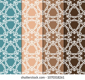 set of Geometric seamless pattern. Decorative fantasy art deco style. Vector illustration for design.