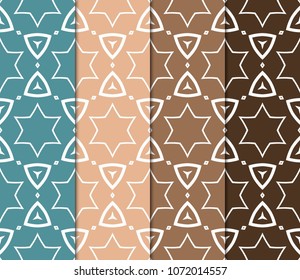 set of Geometric seamless pattern. Decorative fantasy art deco style. Vector illustration for design.
