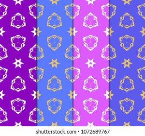 set of Geometric seamless pattern. Decorative fantasy art deco style. Vector illustration for design.