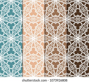 set of Geometric seamless pattern. Decorative fantasy art deco style. Vector illustration for design.