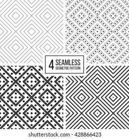 Set of geometric seamless pattern of diagonal lines and point, abstract seamless background of rhombus and circle, grunge hand painted vector for paper, card, invitation, wrapping, textile, web design