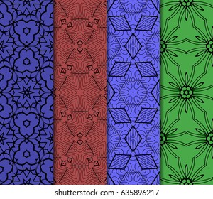 set of geometric seamless pattern of different geometric shapes. vector illustration.