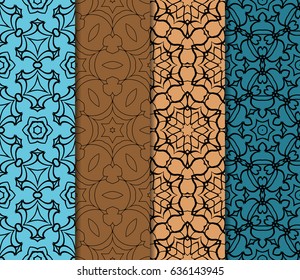 set of geometric seamless pattern of different geometric shapes. vector illustration.