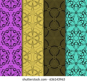set of geometric seamless pattern of different geometric shapes. vector illustration.