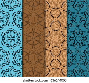 set of geometric seamless pattern of different geometric shapes. vector illustration.