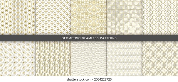 Set of geometric seamless pattern with gold lines elegant background modern stylish