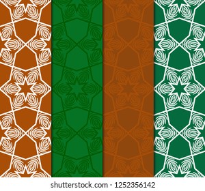 Set Of Geometric Seamless Pattern. Modern Floral Ornament. Vector Illustration. For The Interior Design, Wallpaper, Decoration Print, Fill Pages, Invitation Card, Cover Book.