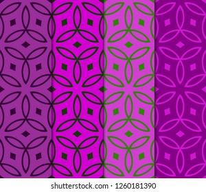 Set Of Geometric Seamless Pattern. Modern Floral Ornament. Vector Illustration. For The Interior Design, Wallpaper, Decoration Print, Fill Pages, Invitation Card.