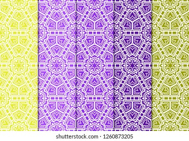 Set Of Geometric Seamless Pattern. Modern Floral Ornament. Vector Illustration. For The Interior Design, Wallpaper, Decoration Print, Fill Pages, Invitation Card, Cover Book.