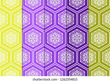 Set Of Geometric Seamless Pattern. Modern Floral Ornament. Vector Illustration. For The Interior Design, Wallpaper, Decoration Print, Fill Pages, Invitation Card, Cover Book.