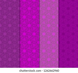 Set Of Geometric Seamless Pattern. Modern Floral Ornament. Vector Illustration. For The Interior Design, Wallpaper, Decoration Print, Fill Pages, Invitation Card, Cover Book.