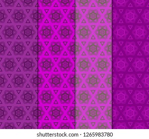 Set Of Geometric Seamless Pattern. Modern Floral Ornament. Vector Illustration. For The Interior Design, Wallpaper, Decoration Print, Fill Pages, Invitation Card.