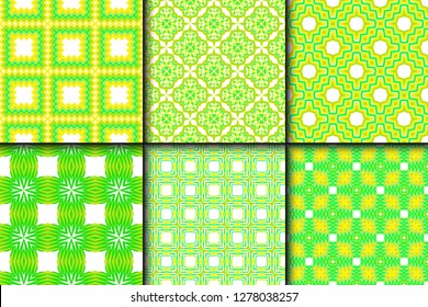 Set Of Geometric Seamless Pattern. Modern Floral Ornament. Vector Illustration. For The Interior Design, Wallpaper, Decoration Print, Fill Pages, Invitation Card, Cover Book.