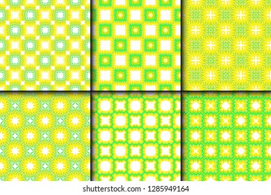 Set Of Geometric Seamless Pattern. Modern Floral Ornament. Vector Illustration. For The Interior Design, Wallpaper, Decoration Print, Fill Pages, Invitation Card, Cover Book.