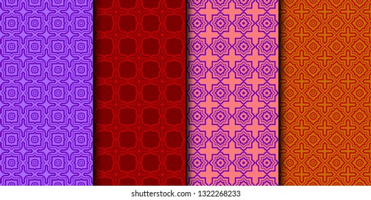 Set Of Geometric Seamless Pattern. Modern Ornament. Vector Illustration. For The Interior Design, Wallpaper, Decoration Print, Fill Pages, Invitation Card, Cover Book.