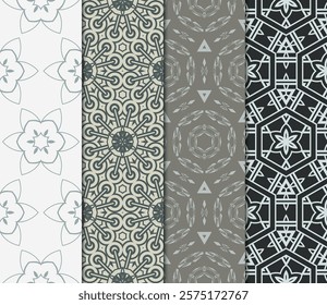 set of Geometric seamless pattern. Modern ornament. vector illustration. For the interior design, wallpaper, decoration print, fill pages, invitation card, cover book