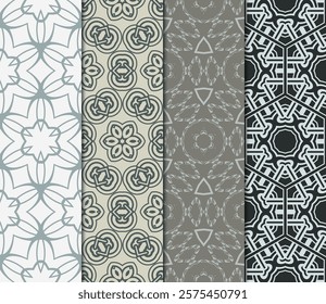 set of Geometric seamless pattern. Modern ornament. vector illustration. For the interior design, wallpaper, decoration print, fill pages, invitation card, cover book