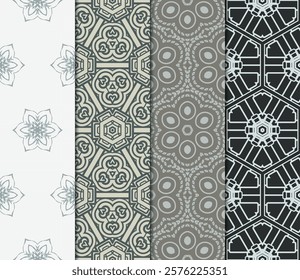 set of Geometric seamless pattern. Modern ornament. vector illustration. For the interior design, wallpaper, decoration print, fill pages, invitation card, cover book