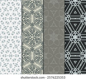 set of Geometric seamless pattern. Modern ornament. vector illustration. For the interior design, wallpaper, decoration print, fill pages, invitation card, cover book