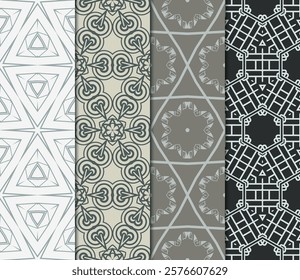 set of Geometric seamless pattern. Modern ornament. vector illustration. For the interior design, wallpaper, decoration print, fill pages, invitation card, cover book