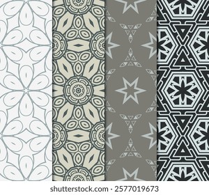 set of Geometric seamless pattern. Modern ornament. vector illustration. For the interior design, wallpaper, decoration print, fill pages, invitation card, cover book