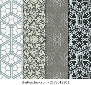 set of Geometric seamless pattern. Modern ornament. vector illustration. For the interior design, wallpaper, decoration print, fill pages, invitation card, cover book