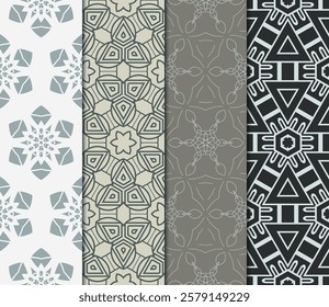 set of Geometric seamless pattern. Modern ornament. vector illustration. For the interior design, wallpaper, decoration print, fill pages, invitation card, cover book