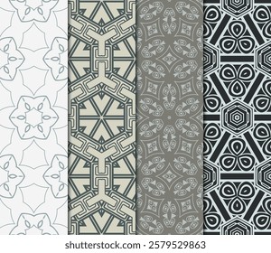 set of Geometric seamless pattern. Modern ornament. vector illustration. For the interior design, wallpaper, decoration print, fill pages, invitation card, cover book