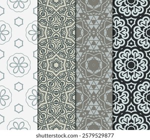 set of Geometric seamless pattern. Modern ornament. vector illustration. For the interior design, wallpaper, decoration print, fill pages, invitation card, cover book