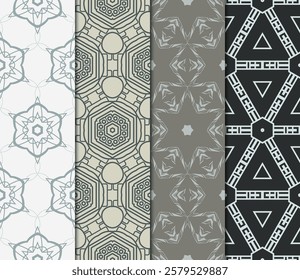 set of Geometric seamless pattern. Modern ornament. vector illustration. For the interior design, wallpaper, decoration print, fill pages, invitation card, cover book