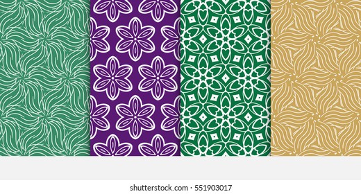 set of Geometric seamless pattern. Modern floral ornament. vector illustration. For wallpaper, decoration print, fill pages