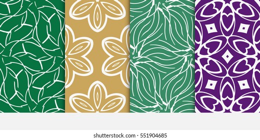 set of Geometric seamless pattern. Modern floral ornament. vector illustration. For wallpaper, decoration print, fill pages