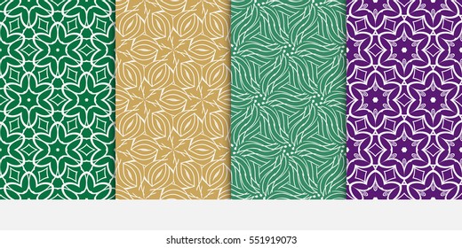 set of Geometric seamless pattern. Modern floral ornament. vector illustration. For wallpaper, decoration print, fill pages